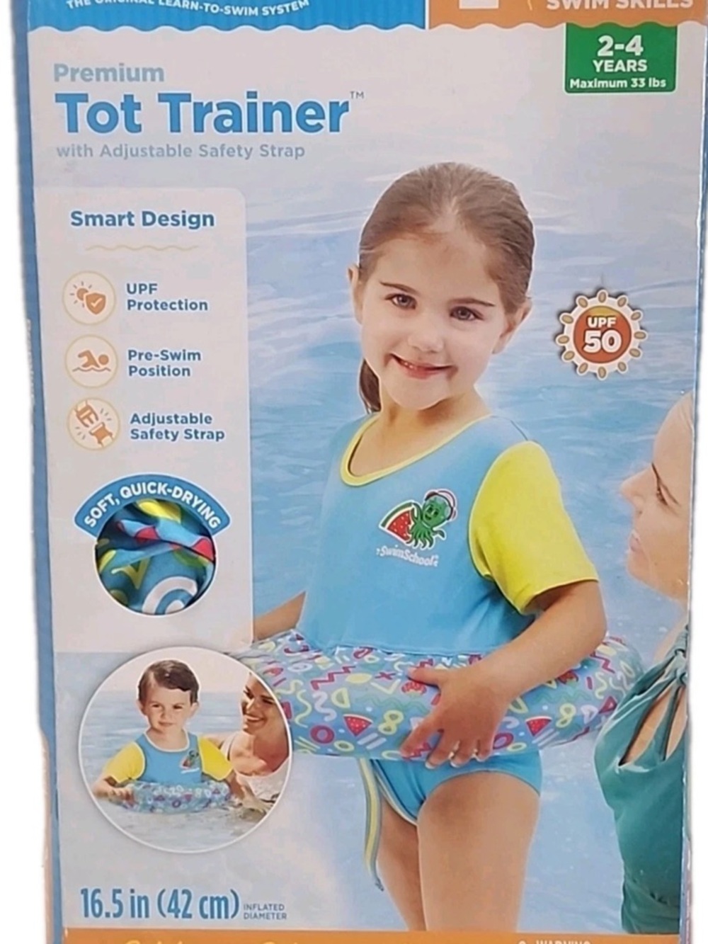 Swim School Premium Tot Trainer Blue & Yellow Swim Vest . New